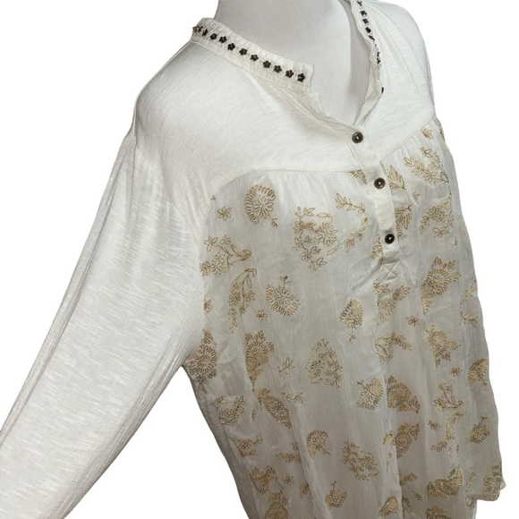 Style & Co. Women's Size 2X Tunic Top Embroidered Flowy Beaded Bohemian Floral - Picture 4 of 9